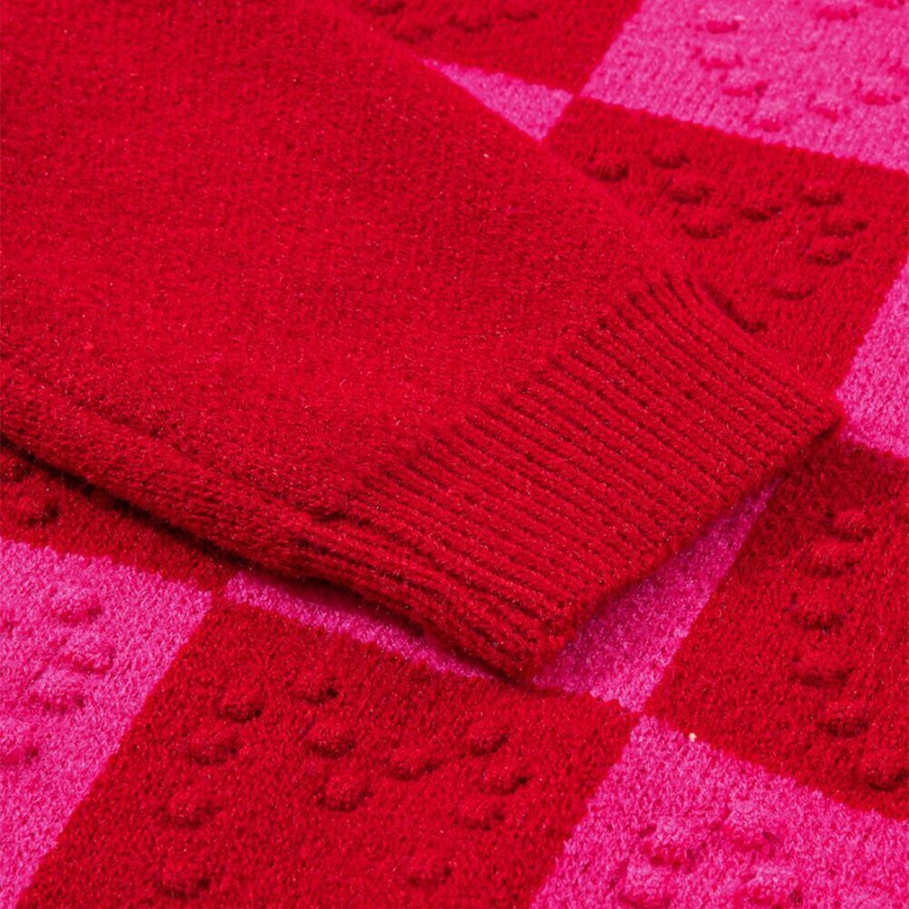 NWT Hot Pink & Red Plaid Heart Round Neck Valentine's Sweater - Picture 7 of 11